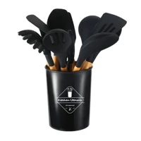 Imagem da promoção Kit Utensílios de Cozinha Com 5/12 Peças em Silicone com Cabo de Madeira Completo - CH