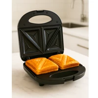 Imagem da promoção Sanduicheira Elétrica Multifuncional 110V Ou 220V 2 Sanduiches Antiaderente 750 Watts
