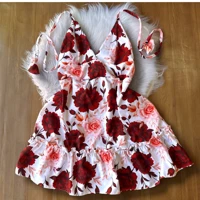 Imagem da promoção vestido feminino curto rodado estampado amarração nas costas com alcinha regulável estampado floral