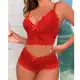 Conjuntos Lingerie Feminino de Renda Sexy Caleçon e Sutiã Sem Bojo Conjunto Espera Marido em oferta