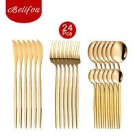 Imagem da promoção Belifou Kit 24/48 Natal Jogo De Talheres Aço Inoxidável 416 Dourados Conjunto de tabela