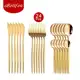Belifou Kit 24/48 Natal Jogo De Talheres Aço Inoxidável 416 Dourados Conjunto de tabela em oferta