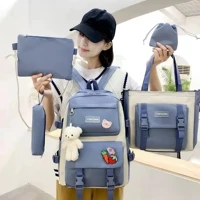 Imagem da promoção Kit 5 Bolsa Mochila Femina Musculina De Nylon adequado Para Escola Multiuso