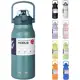 Garrafa Térmica De Viagem Inox 1700ml Água Com Canudo (Ciano) em oferta