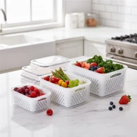 Imagem da promoção Kit 3 Pote Hermético Organizador de Geladeira Organiza Alimentos Frutas Vegetais Com Trava