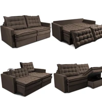 Imagem da promoção Sofá Sem Caixa Retrátil Baú 2,00m Cama inBox Secret Suede Velusoft Café