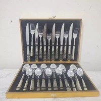 Imagem da promoção Kit Faqueiro Talheres e Maleta Em Inox Dourado Kit 24 Peças Conjunto De Talheres Caixa De Presente