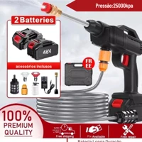 Imagem da promoção Pistola Lava Jato Lavadora de Alta Pressão Portátil Recarregável 2 Bateria P/ Carros E Jardins Linha