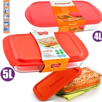 Imagem da promoção Assadeiras Forma Retangular Funda Marinex Multiuso c/Tampa Vermelha Vidro Reforçado