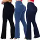 Kit 03 Calças Flare Feminina Jeans Escura Modelagem Empina Bumbum Lycra Cos Alto Boca de Sino em oferta