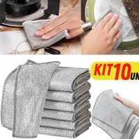 Imagem da promoção Kit 10 Panos De Limpeza Aço Malha Arear Panela Fogão Toalha Louça Tira Gordura Reutilizável