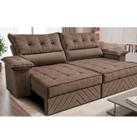 Imagem da promoção Sofá Retrátil e Reclinável 2,10m com Molas e Espuma D33 Thunder. Velusoft Cama inBox