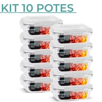 Imagem da promoção Kit 10 Potes de Vidro 640ml Hermético Marmita Fit com Tampa 4 Travas Oliver Home