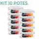 Kit 10 Potes de Vidro 640ml Hermético Marmita Fit com Tampa 4 Travas Oliver Home em oferta