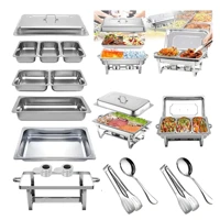 Imagem da promoção Rechaud Retangular Inox 33L Kit Banho Maria Completo p 6 Peças (1+2+3) Buffets Grande