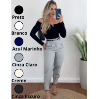 Imagem da promoção Calça Alfaiataria Feminina Cintura Alta Com Pença Casual e Social do P até G1