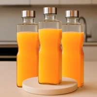Imagem da promoção Kit Garrafa Quadrada Vidro Água Suco 1100ml Geladeira Livre BPA Kits de 01 Unid - 02 Unid - 04 Unid