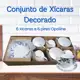 Conjunto 6 Xícaras 200ml Pires Mesa Louça Opaline Casa Cozinha Decoração Café Chá Decorado em oferta