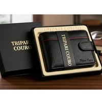 Imagem da promoção Carteira Masculina Couro Legítimo Premium Extra Macio Com Fecho Ref 957