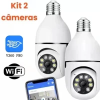 Imagem da promoção Kit 2 Câmera de Segurança Prova D'água Lâmpada Sem Fio App V360 Pro full HD visão noturna-G4