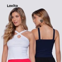 Imagem da promoção Lovito Kit 2 Regatas Casuais Detalhe Cruzado Feminina LB1091BRL1121