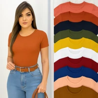 Imagem da promoção Kit 10 Blusas Femininas T-Shirt em Malha Canelada Premium - Malha Quentinha