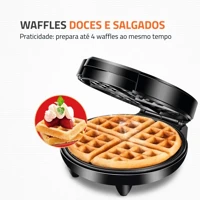 Imagem da promoção Máquina de Waffle antiaderente 1200W Grill Pratic Waffle - GW-01 - Mondial