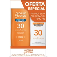 Imagem da promoção Kit Protetor Solar Cenoura e Bronze Corpo FPS 30 200ml + Facial FPS 30 50g, Cor: Branco