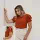 Blusa Manga Princesa Curta Elegante Tendência Moda Maior Plus Size Botão Moda Casual Tecido Dunas em oferta