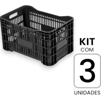 Imagem da promoção 3 Caixas Plásticas Hortifrúti Agrícola 52l Vazada Mercado Feira Organizacao
