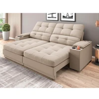 Imagem da promoção Sofá com Porta Copos e Carregador USB Eureka 2,00m Assento Retrátil e Reclinável Velosuede - NETSOFA