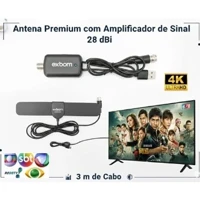 Imagem da promoção Antena Digital Premium com amplificador de sinal ultrafina, interno e externo 4K, HDTV,YHF,UHF,FM