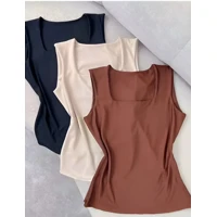 Imagem da promoção Regata Feminina Blusinha Decote Suplex Básica Lisa Moda Elagante Blogueira Tendência Dia a Dia Acade