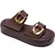 Sandália Flatform Feminina Lumiss Croco Fivelas Dourada Confortável em oferta