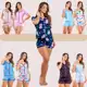 Pijama Americano Feminino Curto Botão Pós-Cirúrgico Amamentação Baby Doll de Verão em oferta
