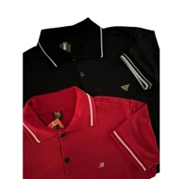Imagem da promoção Kit 2 Camiseta Gola Polo Basica 100% Algodão Do P ao GG Malha Boa Camisa Branca Preta e Vermelha