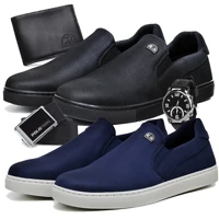 Imagem da promoção Kit 2 Tênis Masculino Mocassim SlipOn Sapatênis Casual Básico PoloFran Carteira Cinto e Relógio Bali