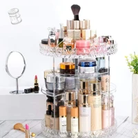 Imagem da promoção Kit De Organizador De Cosmético Maquiagem Acrílico Giratório 360º + Organizador Acrílico Porta Algod
