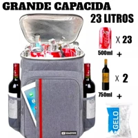 Imagem da promoção Mochila Térmica Cooler Cerveja Termico Grande 23 Litros 38 Latas Quente e Frio Impermeável Para Acam