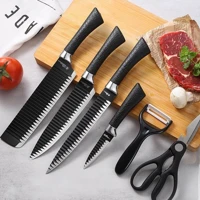 Imagem da promoção Kit 6 Peças Conjunto de Faca Carne Cutelo Legumes Aço Carbono Descascador Tesoura Profissional