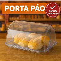 Imagem da promoção Porta Pão Cristal Armazenador Com Tampa Articulável Profissional Para Pães Bolos Mesa 30x20cm Café