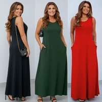 Imagem da promoção Vestido Feminino Eva Longo Longuete Com Bolso Slim e Plus Size Regata Larguinho Confortável Viscolyc