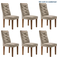 Imagem da promoção Kit 6 Cadeiras para Sala de Jantar Germany Espresso Móveis Chocolate/Off White/Boucle Bege