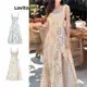 Lovito Vestido Elegante Ditsy Floral Estrutura Linha Lace Up Vestido Dividido Para Mulheres em oferta