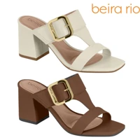 Imagem da promoção Sandália Feminina Beira Rio Salto Médio Grosso Bloco Fivela Elegante Confortável Original