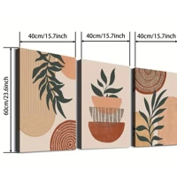 Imagem da promoção Quadro decorativo 3 peças 40x60 Planta Tropical Moderno Abstrato Linhas Geométrico folhas decoração