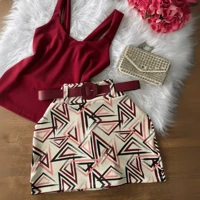 Imagem da promoção Conjunto Blusa Regata e Short Saia com Cinto Plus Size Conjuntinho Feminino