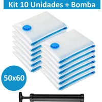 Imagem da promoção Kit 10 Sacos a Vácuo Hermético 50x60cm Edredom Toalhas Roupas + Bomba