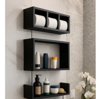 Imagem da promoção Kit 3 Nichos triplos Prateleiras para Banheiro Organizador em Preto ou Branco 100% Mdf