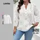 Lovito Blusa Boho Curva Plus Size Com Botões Bordados E Botões Blusa De Verão/Primavera Para Mulhere em oferta